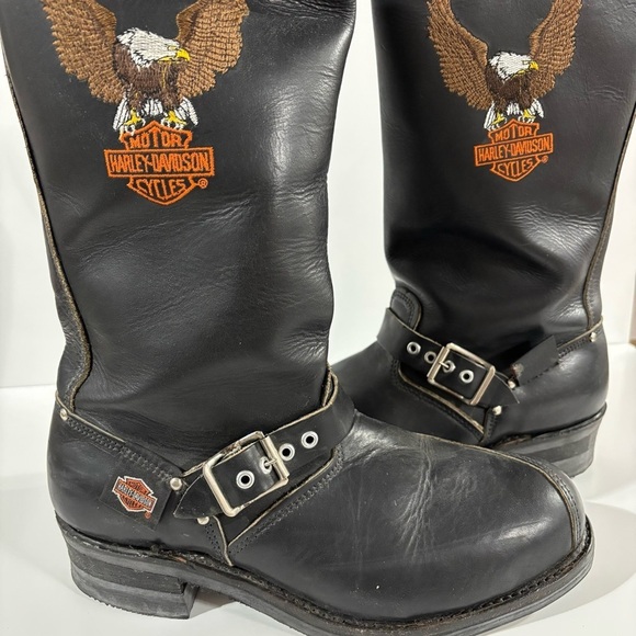 Vtg Embroidered Eagle Logo
1980s Leather Harley
Davidson Motorcycle Boots
Sz 10W main image 6
